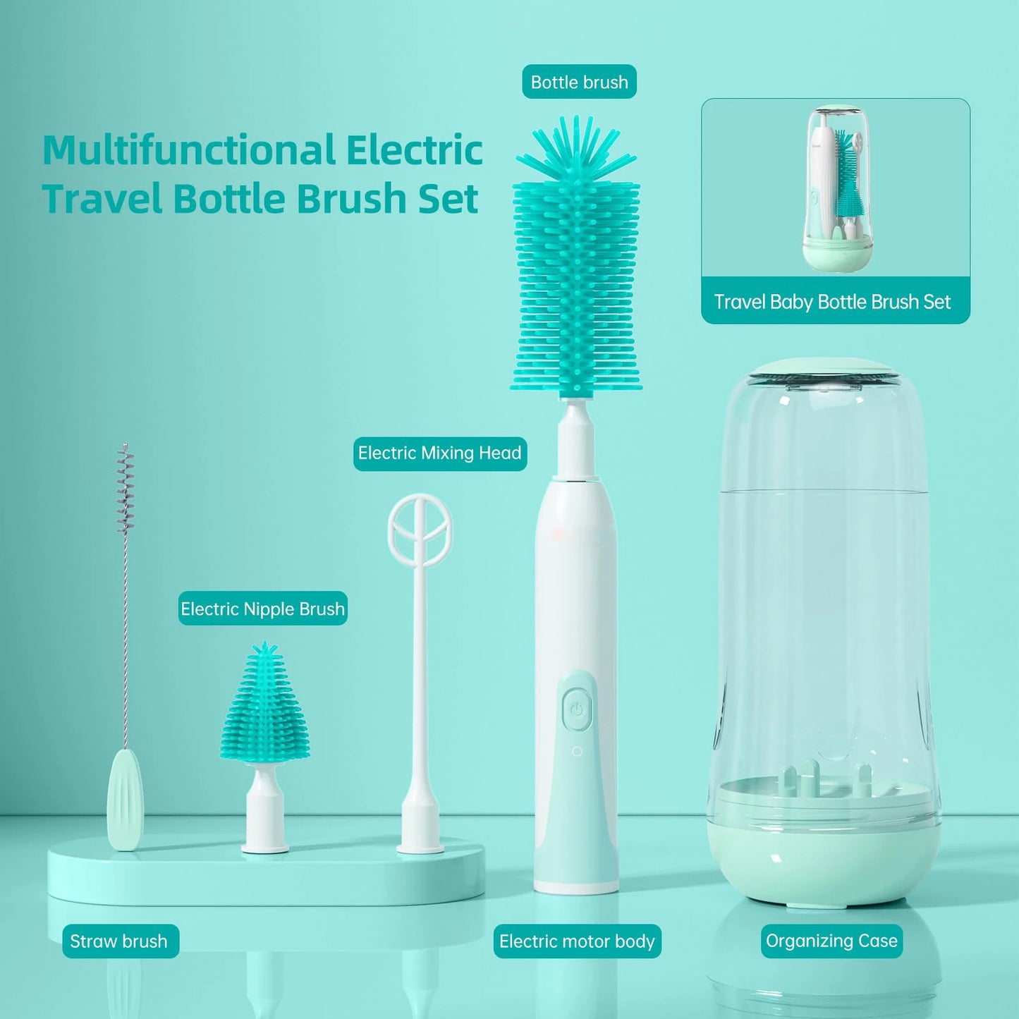 Electric baby bottle brush Set for travel